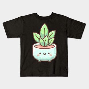 Cute Kawaii Succulent Houseplant | Kawaii Illustration | Cute Kawaii Potted Plant Cactus Kids T-Shirt